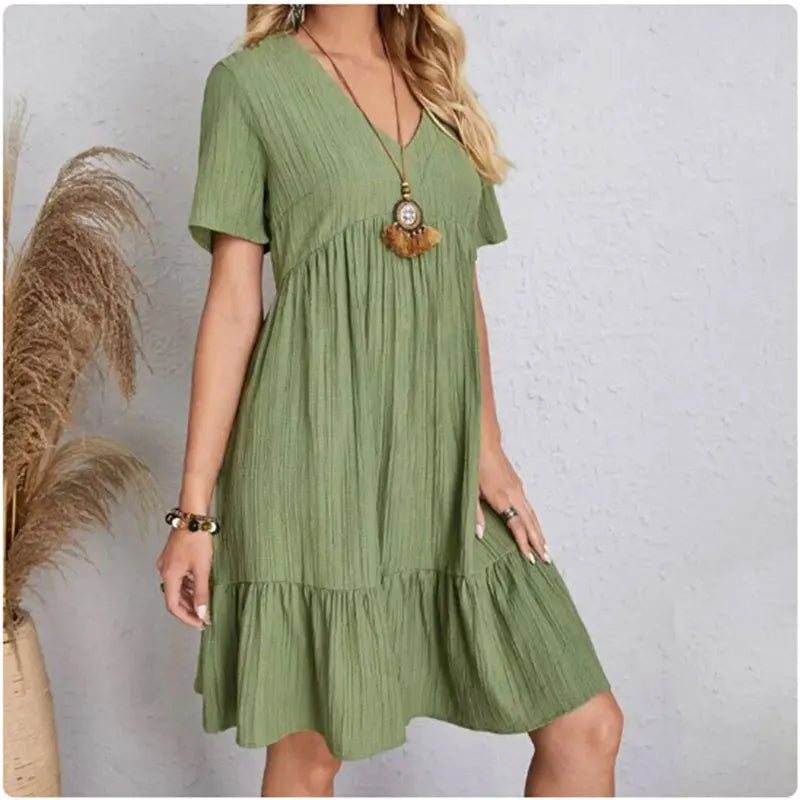 V-Neck Peplum Dress