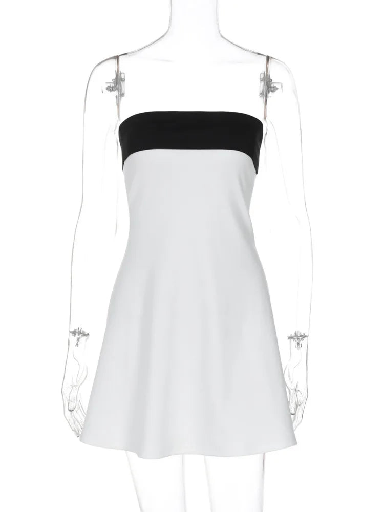 Robe Patchwork Off-Shoulder Mini Dress