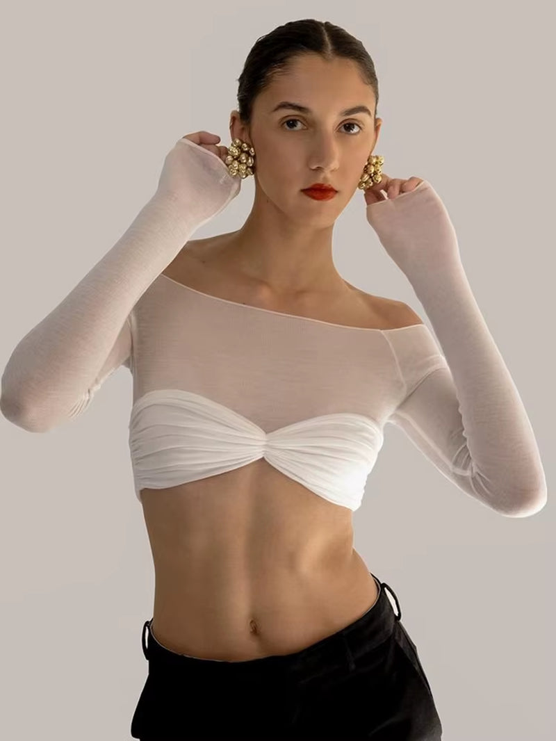 Knit See Through Mesh Crop Top