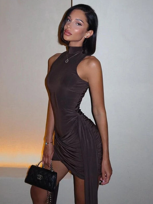 Turtleneck Sleeveless Mini Dress 