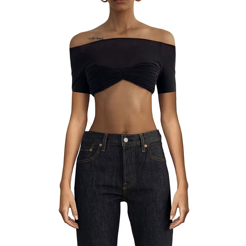 Knit See Through Mesh Crop Top