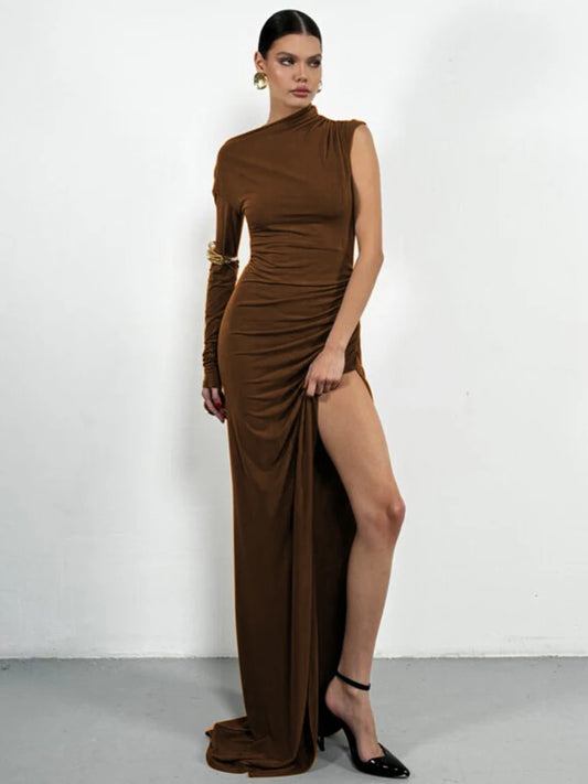 Skew Collar One Sleeve Bodycon