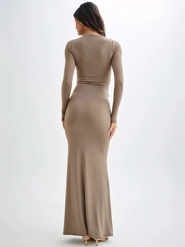 Diagonal Collar Ruched Bodycon