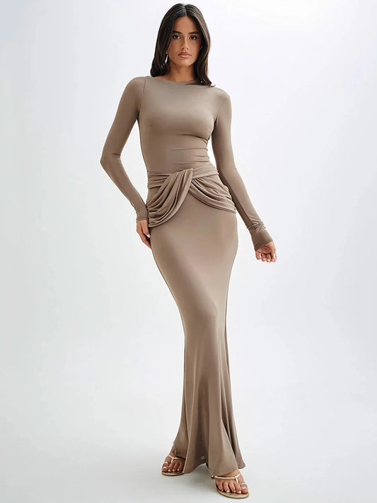 Diagonal Collar Ruched Bodycon