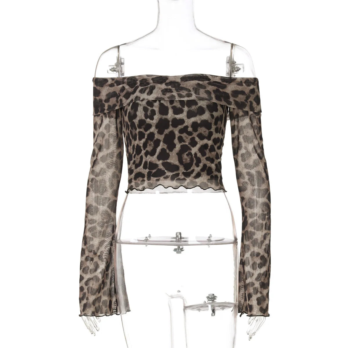 Leopard Print Off-Shoulder Crop Top