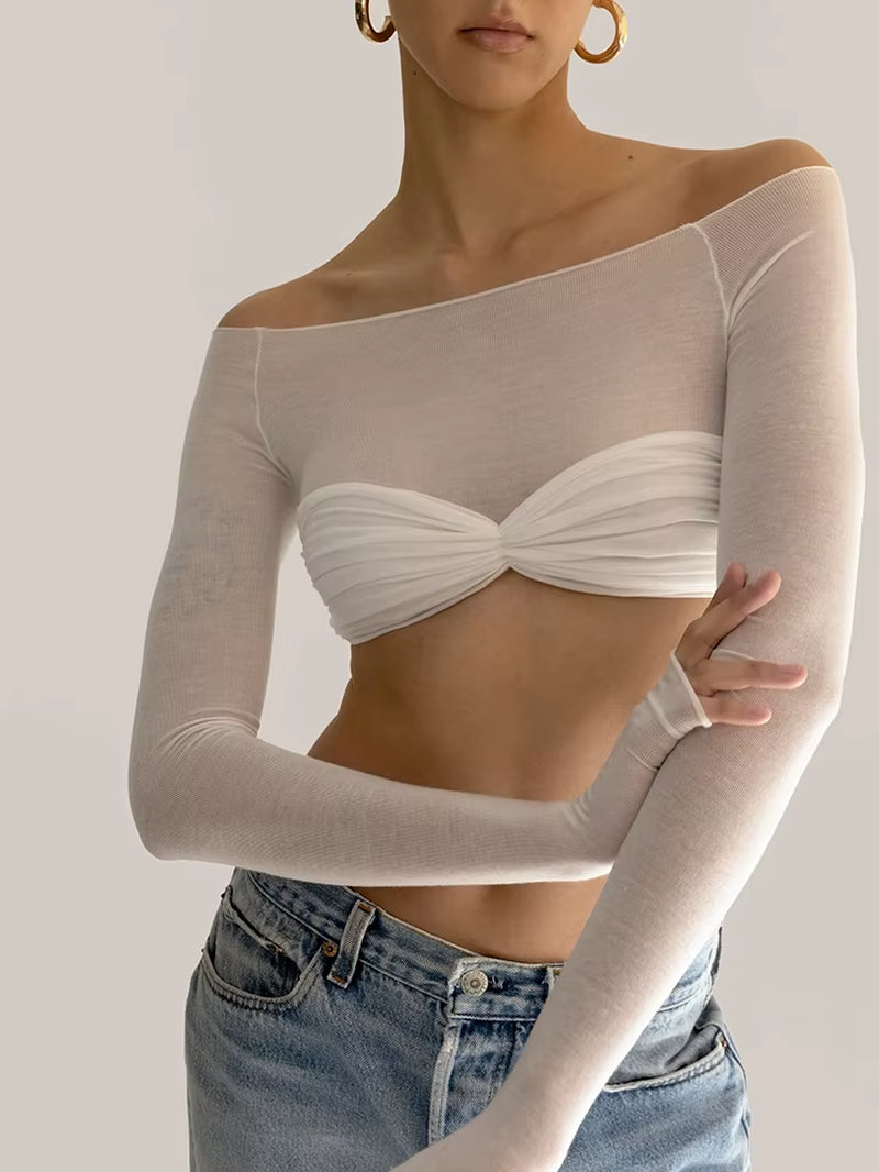 Knit See Through Mesh Crop Top