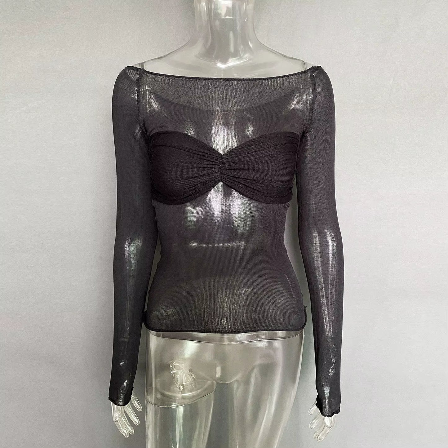 Knit See Through Mesh Crop Top